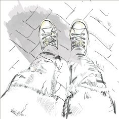 Legs in gumshoes Vector