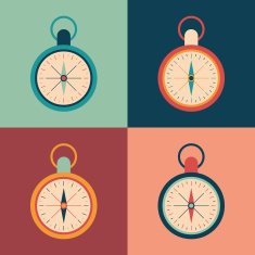 Colorful set of retro compasses