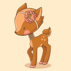 Stylish baby fawn in retro outfit N2