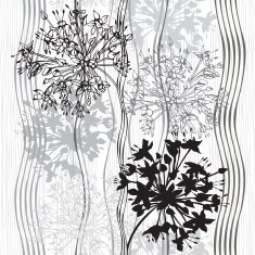 Monochrome seamless pattern of abstract flowers Hand-drawn floral background N15
