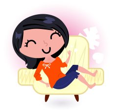 Woman relaxing in sofa isolated on white