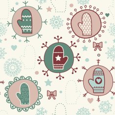 Winter seamless pattern with mittens