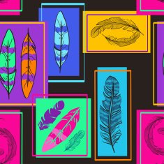 Colorful seamless pattern of bird feathers