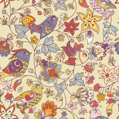 Seamless texture with flowers and birds N35