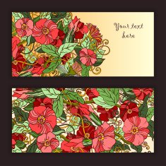 Unique pattern card set with art flowers and leaves N6