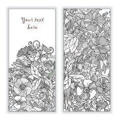 Unique pattern card set with art flowers and leaves N7