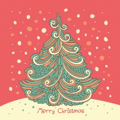 Colorful illustration with decorated Christmas tree N5