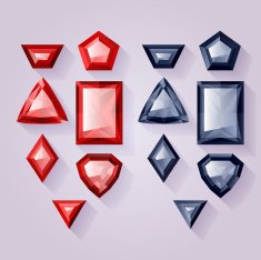 Set of jewels - black and red Colorful gemstones