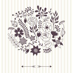 Romantic background of various flowers in retro style N8