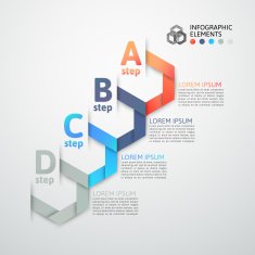 Modern business step origami style options banner N47