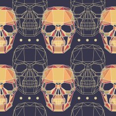 Conceptual polygonal human skull Abstract vector seamless pattern