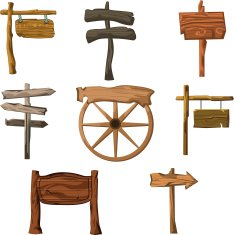 Eight wood forest signs