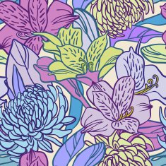 chrysanthemums and lilies pattern