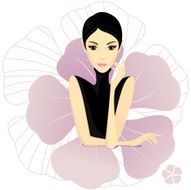 Beautiful woman and flower