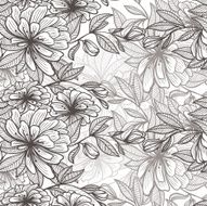 Monochrome seamless pattern of abstract flowers N21