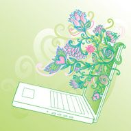 Glamorous laptop with flowers