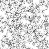 Floral seamless pattern Hand-drawn black and white vector illustration N4
