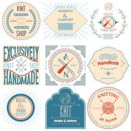 Set of vintage knitting labels design elements Vector illustration