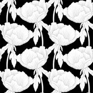seamless background flowers peony with stem and leaves