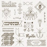 Vintage hipster hand drawn design elements set 9 Vector illustration N2