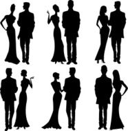 Silhouette couples dresses up party dress formal