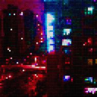 abstract colorful mosaic check city in night pattern background