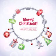 Silver charm bracelet with beads and pendants N2