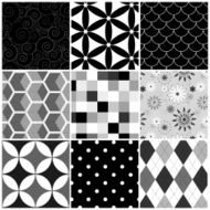 Collection of seamless black &amp; white pattern