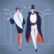 Art deco couple vector illustration