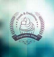 Cupcake food label over blurred background N8