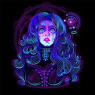 Set neon signs of the Zodiac Aquarius