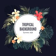 Summer tropical hawaiian background with palm tree leavs and exotic N2