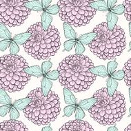seamless background with butterflies and dahlias N2