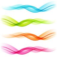 Set of Abstract color transparent curved lines