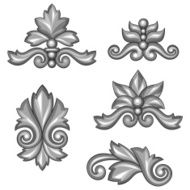 Set of baroque ornamental antique silver scrolls and vignettes N2