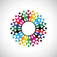abstract colorful people with hand together icon for design