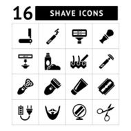 Set icons of shave barber equipment and accessories N2