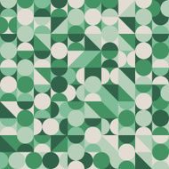 Abstract seamless pattern with green circles and semicircles