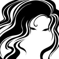 Closeup decorative vintage woman with beautiful long hair