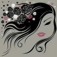 Decorative vintage woman with flowers
