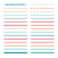 Hand drawn vector line border set Design element Doodle brushes N2