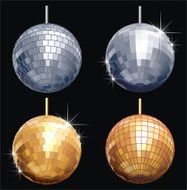 Vector disco-ball set isolated