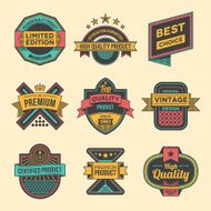 Assorted designs vector colorful vintage badges and labels set 3