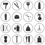Barber Shop barber tools flat icons set