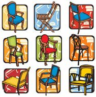 Furniture Illustrations XV Chairs (Vector)