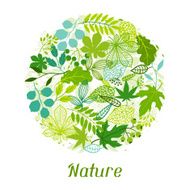 Background of stylized green leaves N8
