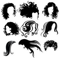big set of black hair styling for woman N4
