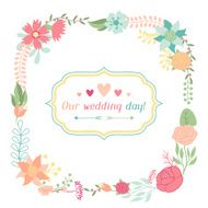 Wedding invitation card with pretty stylized flowers N8