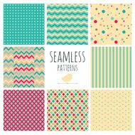 Seamless Colorful geometric background set