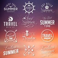 Sunset background with labels for summer design N2